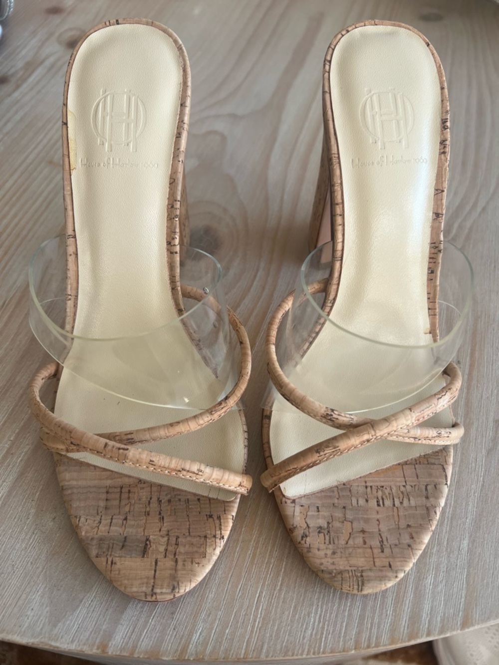 House of Harlow 1960 X Revolve Sasha Natural Cork Heels Size 7 - Picture 2 of 8